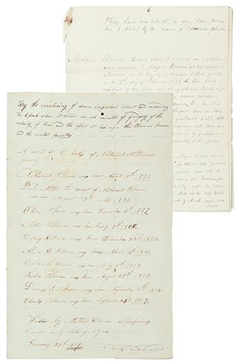 FILLMORE, MILLARD. Two Autograph Manuscripts Signed, five times, statements concerning the genealogy of his fathers family.